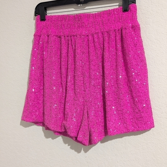 Generation Love Hot Pink High Rise Elise Sequins Shorts Sparkly Barbie Party - Picture 5 of 10